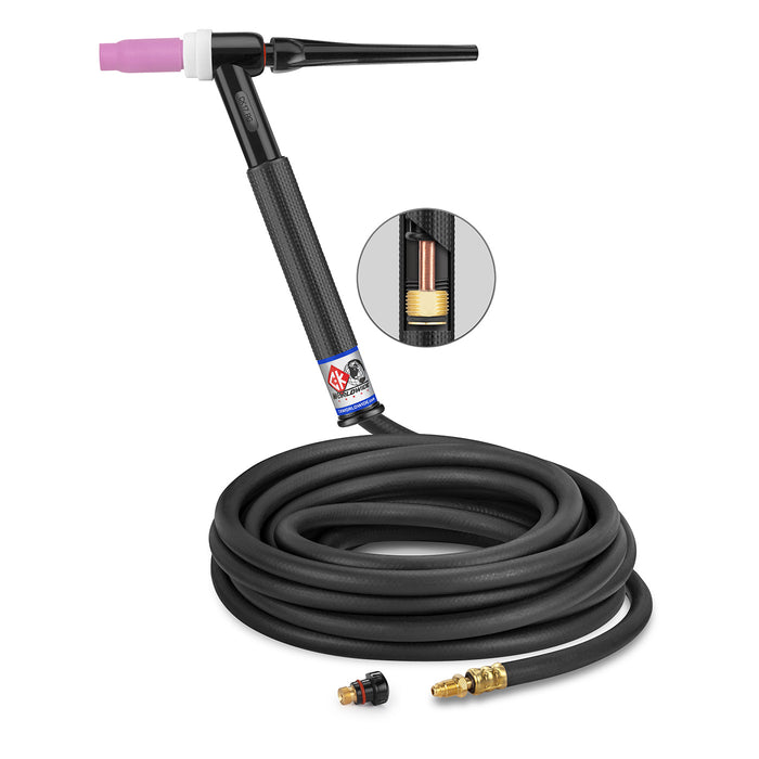 CK WORLDWIDE - 150 AMP RIGID HEAD TIG TORCH, GAS-COOLED, 25' STANDARD CABLES - CK17-25-R RG-T