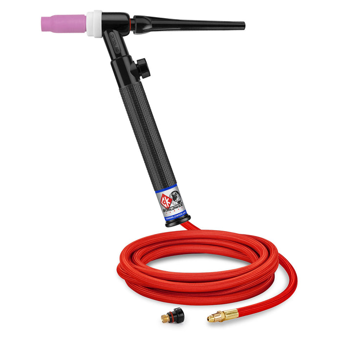 CK WORLDWIDE - 150 AMP RIGID HEAD TIG TORCH WITH VALVE, GAS-COOLED, 12.5' STANDARD CABLES - CK1512VH RG