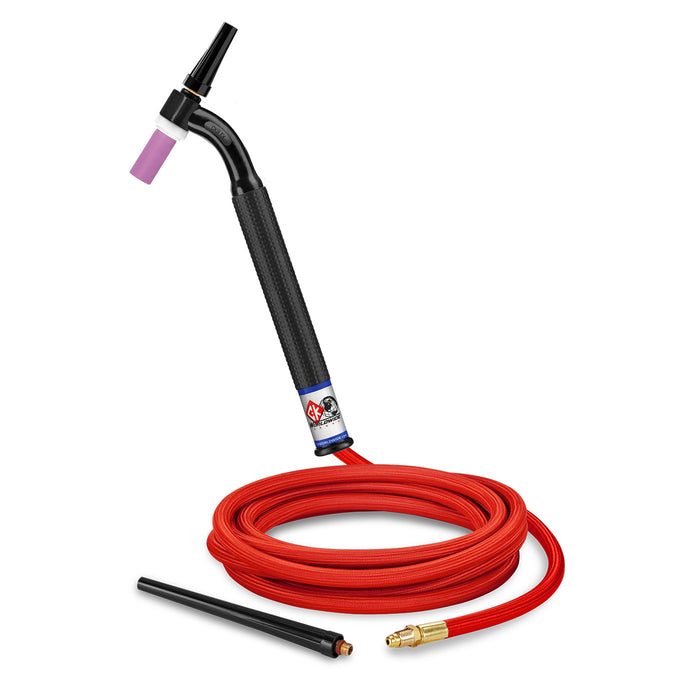 CK WORLDWIDE - 125 AMP FLEX HEAD TIG TORCH, GAS-COOLED, 12.5' SUPERFLEX CABLES - CK9-12-RSF FX