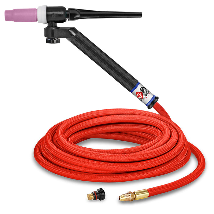 CK WORLDWIDE - 150 AMP FLEX-LOC TIG TORCH, GAS-COOLED, 25' SUPERFLEX CABLES - FL1525SF