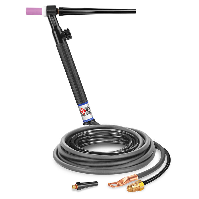 CK WORLDWIDE - 130 AMP RIGID HEAD TIG TORCH WITH VALVE, GAS-COOLED, 25' STANDARD CABLES - CK1325VN RG