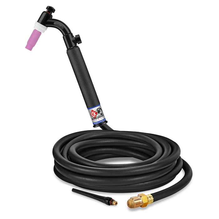 CK WORLDWIDE - 200 AMP FLEX HEAD TIG TORCH WITH VALVE, GAS-COOLED, 25' STANDARD CABLES - CK26V-25-R FX