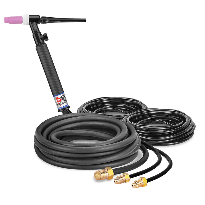 CK WORLDWIDE - 350 AMP NAN TIG TORCH WITH VALVE, WATER-COOLED, 25' STANDARD CABLES - CK18V-25-R