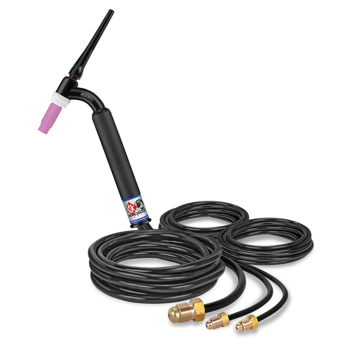 CK WORLDWIDE - 350 AMP FLEX HEAD TIG TORCH, WATER-COOLED, 12.5' STANDARD CABLES - CK18-12 FX