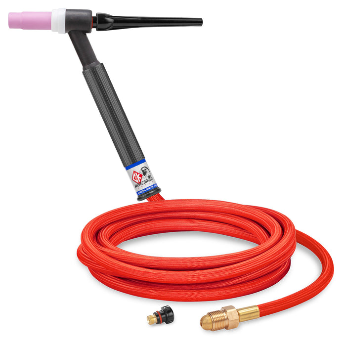 CK WORLDWIDE - 150 AMP RIGID HEAD TIG TORCH, GAS-COOLED, 12.5' SUPERFLEX CABLES - CKC1512HSF