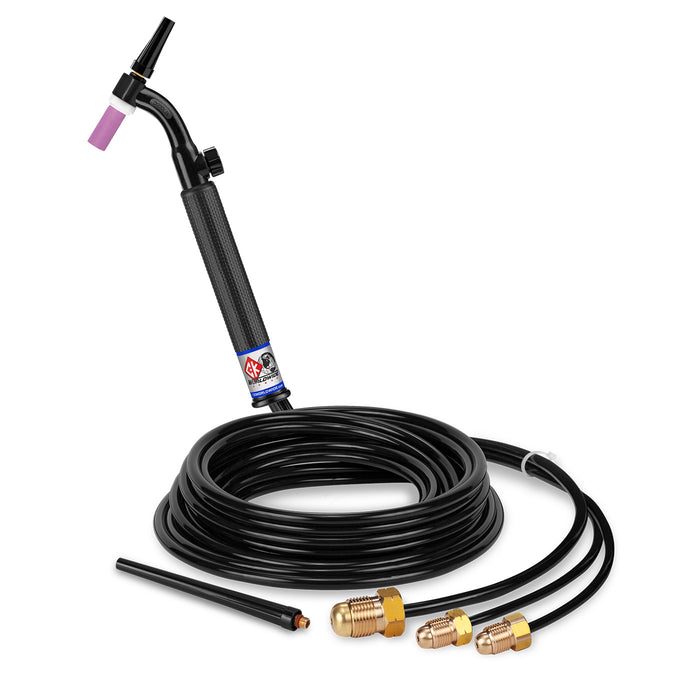 CK WORLDWIDE - 300 AMP FLEX HEAD TIG TORCH WITH VALVE, WATER-COOLED, 12.5' STANDARD CABLES - CK2312V FX