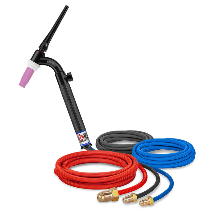 CK WORLDWIDE - 350 AMP FLEX HEAD TIG TORCH WITH VALVE, WATER-COOLED, 12.5' STANDARD CABLES, TRIM LINE - TL18V-12 FX