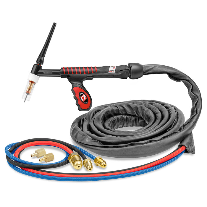 CK WORLDWIDE - 350 AMP RIGID HEAD TIG TORCH, WATER-COOLED, 12.5' SUPERFLEX CABLES, TRIM LINE - USTL312SF