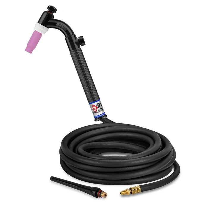 CK WORLDWIDE - 150 AMP FLEX HEAD TIG TORCH WITH VALVE, GAS-COOLED, 25' STANDARD CABLES - CK1525VH FX