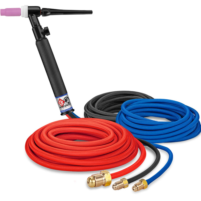 CK WORLDWIDE - 350 AMP FLEX HEAD TIG TORCH WITH VALVE, WATER-COOLED, 25' STANDARD CABLES - CK18V-25 FX