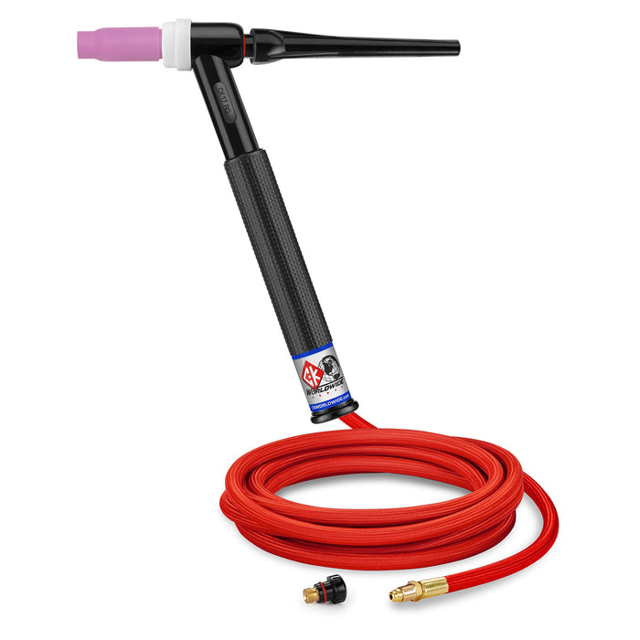 CK WORLDWIDE - 150 AMP RIGID HEAD TIG TORCH WITH VALVE, GAS-COOLED, 12.5' SUPERFLEX CABLES - CK17V-12-RSF RG