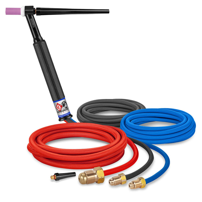 CK WORLDWIDE - 300 AMP RIGID HEAD TIG TORCH, WATER-COOLED, 12.5' SUPERFLEX CABLES - CK2312SF