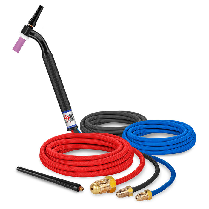 CK WORLDWIDE - 250 AMP FLEX HEAD TIG TORCH, WATER-COOLED, 12.5' SUPERFLEX CABLES - CK20-12SF FX