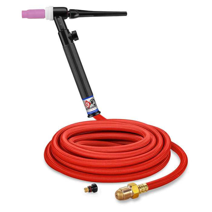 CK WORLDWIDE - 200 AMP RIGID HEAD TIG TORCH WITH VALVE, GAS-COOLED, 25' SUPERFLEX CABLES, TRIM LINE - TL26V-25-RSF RG
