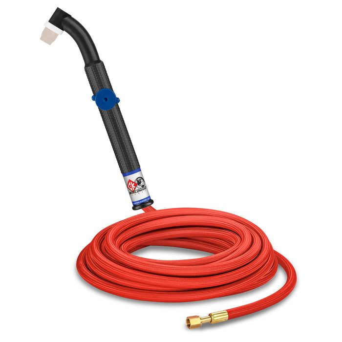 CK WORLDWIDE - 90 AMP FLEX HEAD TIG TORCH WITH VALVE, GAS-COOLED, 25' SUPERFLEX CABLES - CK24V-25-RSF FX