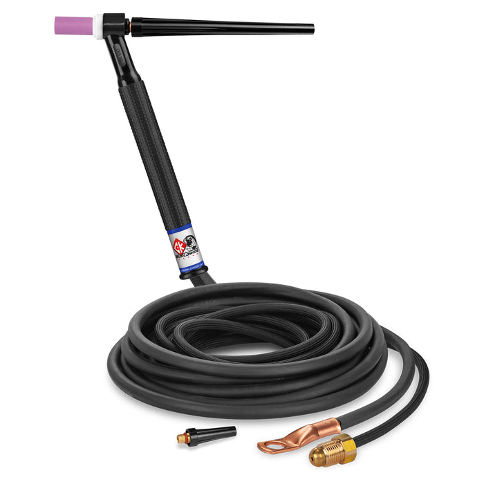 CK WORLDWIDE - 125 AMP RIGID HEAD TIG TORCH, GAS-COOLED, 12.5' SUPERFLEX CABLES - CK9-12-2SF RG