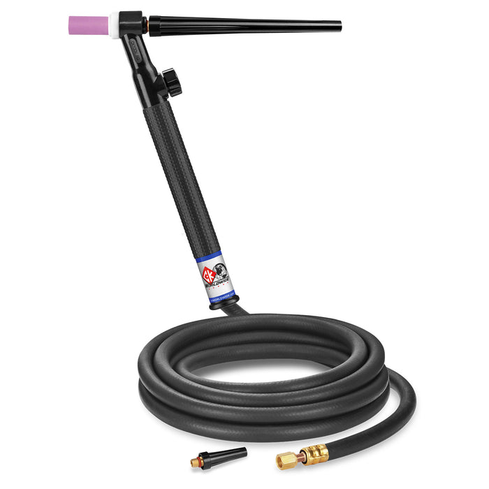 CK WORLDWIDE - 125 AMP RIGID HEAD TIG TORCH WITH VALVE, GAS-COOLED, 12.5' STANDARD CABLES - CK112VH