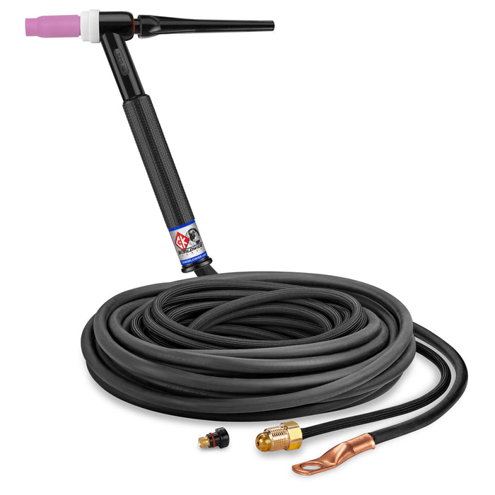 CK WORLDWIDE - 200 AMP RIGID HEAD TIG TORCH, GAS-COOLED, 12.5' SUPERFLEX CABLES, TRIM LINE - TL2125NSF RG