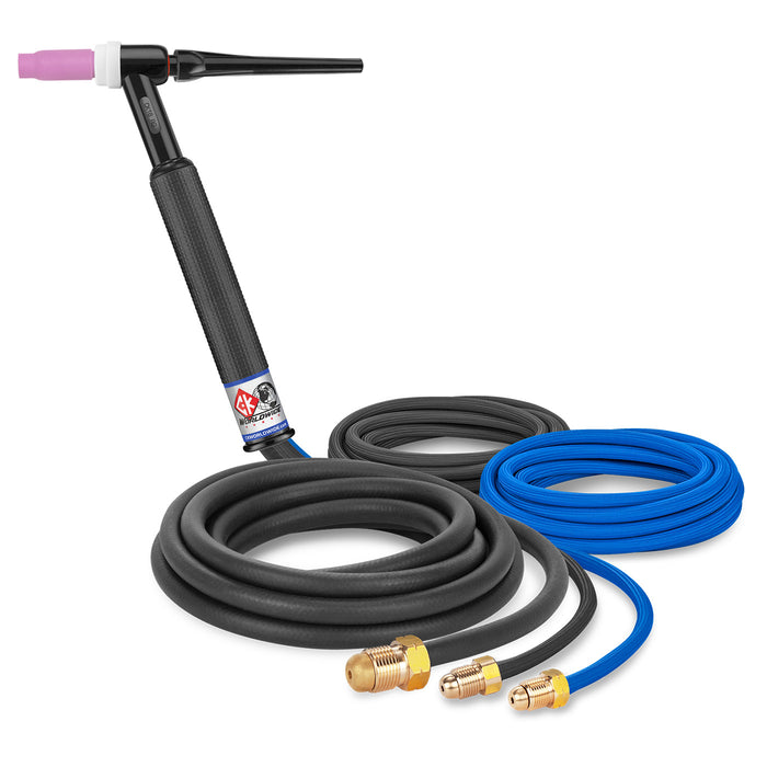 CK WORLDWIDE - 400 AMP RIGID HEAD TIG TORCH, WATER-COOLED, 12.5' SUPERFLEX CABLES - CK18-12-RSF
