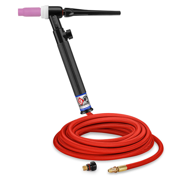 CK WORLDWIDE - 150 AMP RIGID HEAD TIG TORCH WITH VALVE, GAS-COOLED, 25' SUPERFLEX CABLES - CK1525VHSF RG