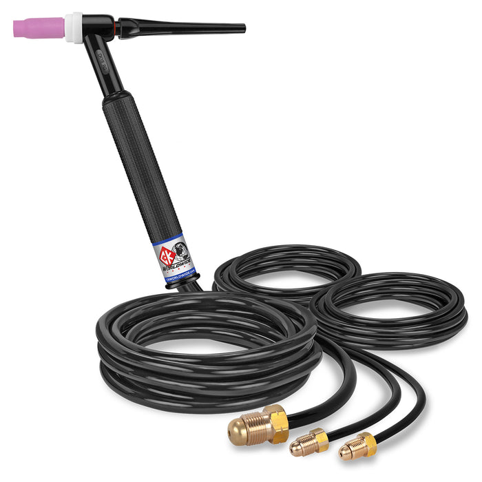 CK WORLDWIDE - 350 AMP RIGID HEAD TIG TORCH, WATER-COOLED, 12.5' STANDARD CABLES - CK18-12