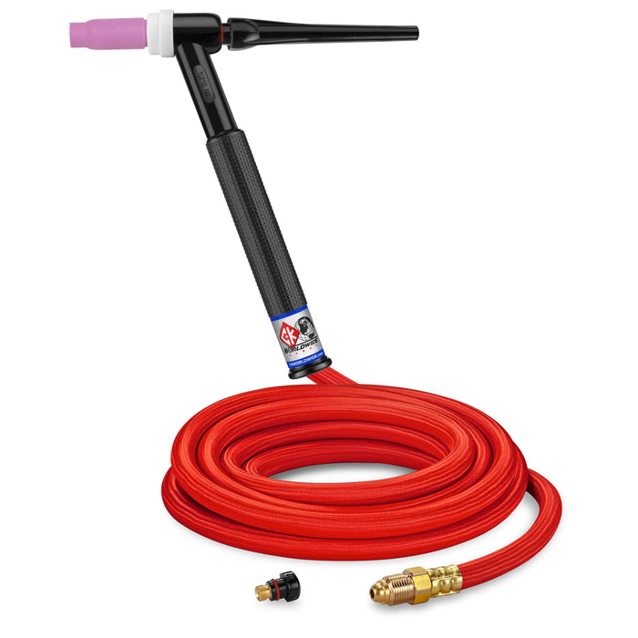 CK WORLDWIDE - 200 AMP RIGID HEAD TIG TORCH, GAS-COOLED, 12.5' SUPERFLEX CABLES, TRIM LINE - TL2112HSF RG