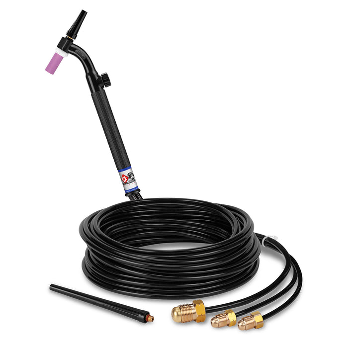 CK WORLDWIDE - 250 AMP FLEX HEAD TIG TORCH WITH VALVE, WATER-COOLED, 25' STANDARD CABLES - CK225V FX