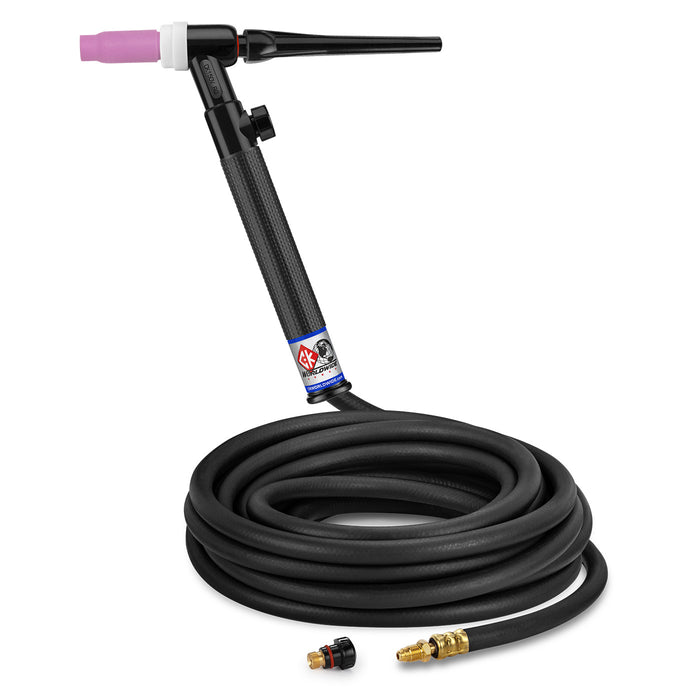 CK WORLDWIDE - 150 AMP RIGID HEAD TIG TORCH WITH VALVE, GAS-COOLED, 25' STANDARD CABLES - CK1525VH RG