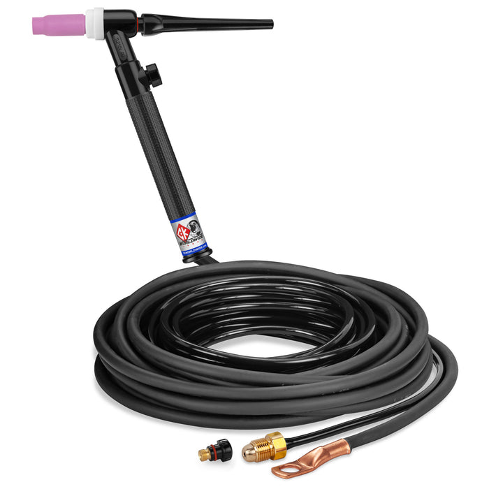 CK WORLDWIDE - 200 AMP RIGID HEAD TIG TORCH WITH VALVE, GAS-COOLED, 12.5' STANDARD CABLES, TRIM LINE - TL2125VN RG