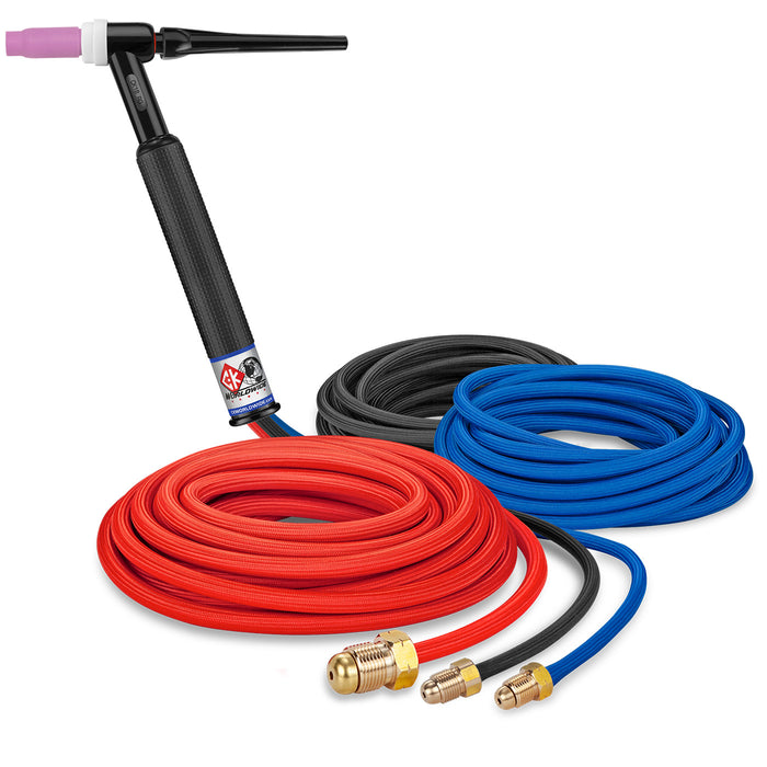 CK WORLDWIDE - AMP RIGID HEAD TIG TORCH, WATER-COOLED, 25' SUPERFLEX CABLES - CK18-25SF