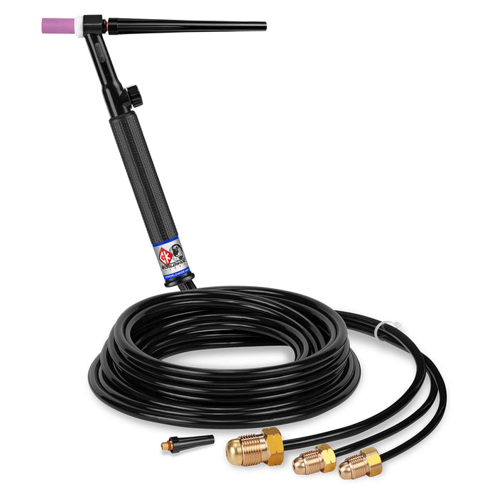 CK WORLDWIDE - 300 AMP RIGID HEAD TIG TORCH WITH VALVE, WATER-COOLED, 12.5' STANDARD CABLES - CK2312V