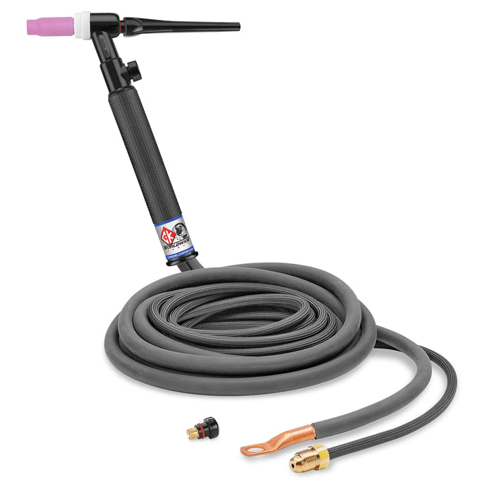 CK WORLDWIDE - 300 AMP RIGID HEAD TIG TORCH WITH VALVE, WATER-COOLED, 12.5' STANDARD CABLES - CKCS26V122RG
