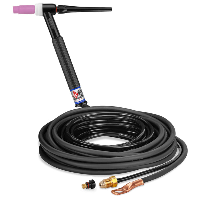 CK WORLDWIDE - 200 AMP RIGID HEAD TIG TORCH, GAS-COOLED, 12.5' STANDARD CABLES, TRIM LINE - TL2125N RG