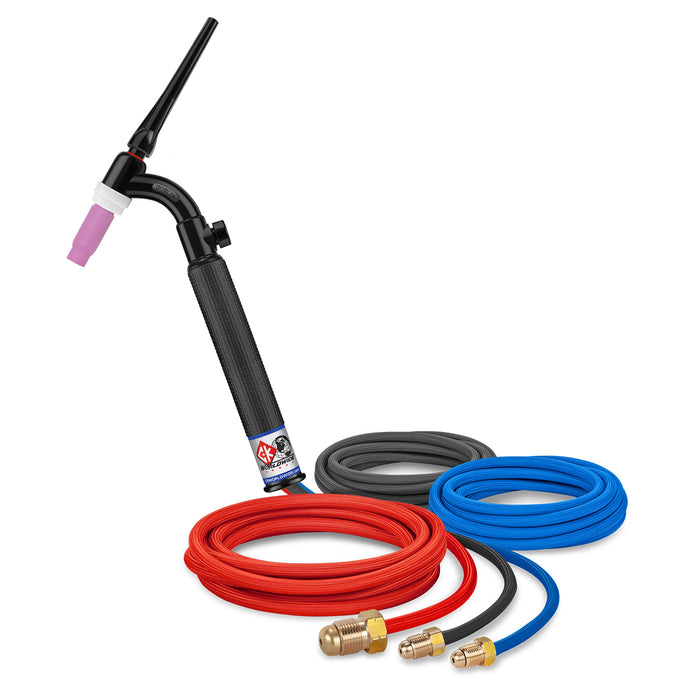 CK WORLDWIDE - 350 AMP FLEX HEAD TIG TORCH WITH VALVE, WATER-COOLED, 12.5' SUPERFLEX CABLES - CK18V-12SF FX