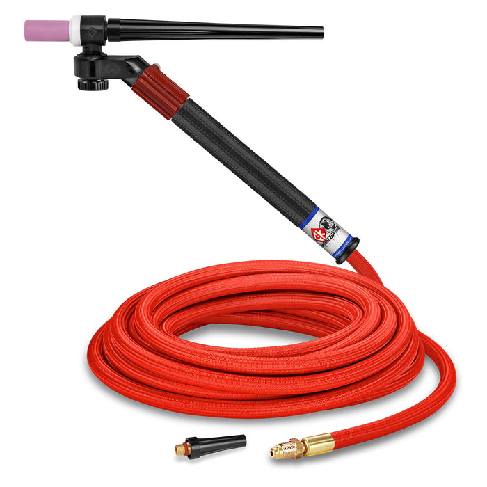 CK WORLDWIDE - 130 AMP FLEX-LOC TIG TORCH, GAS-COOLED, 25' SUPERFLEX CABLES - FL1325VSF