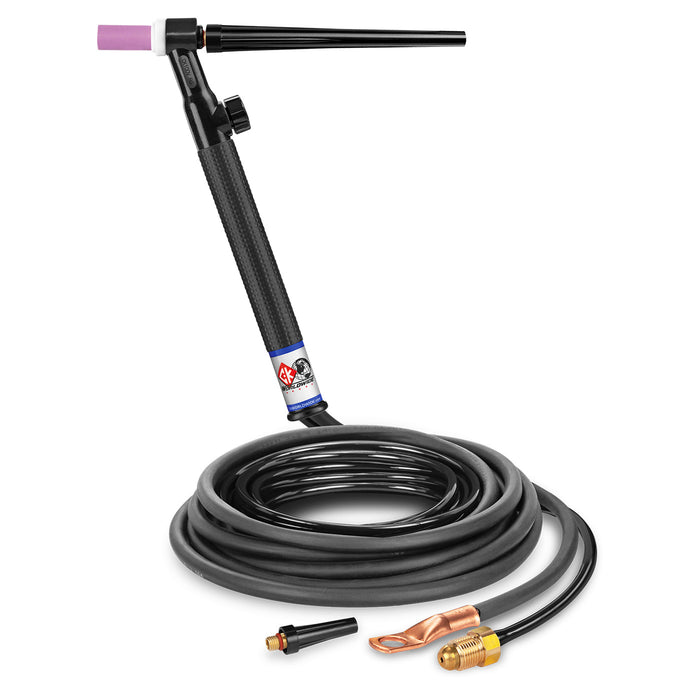 CK WORLDWIDE - 125 AMP RIGID HEAD TIG TORCH WITH VALVE, GAS-COOLED, 12.5' STANDARD CABLES - CK112VN