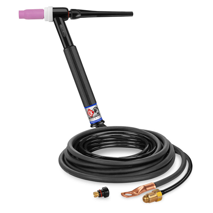CK WORLDWIDE - 200 AMP RIGID HEAD TIG TORCH, GAS-COOLED, 12.5' STANDARD CABLES, TRIM LINE - TL26-12-2 RG