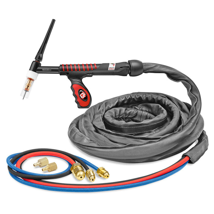 CK WORLDWIDE - 130 AMP FLEX-LOC TIG TORCH, GAS-COOLED, 25' SUPERFLEX CABLES - USFL1325SF