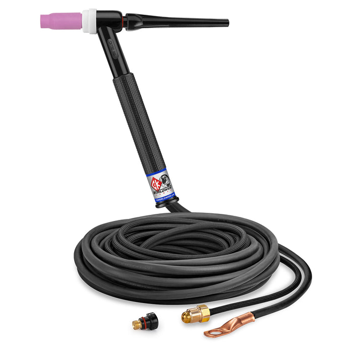 CK WORLDWIDE - 150 AMP RIGID HEAD TIG TORCH, GAS-COOLED, 25' SUPERFLEX CABLES - CK1525NSF RG