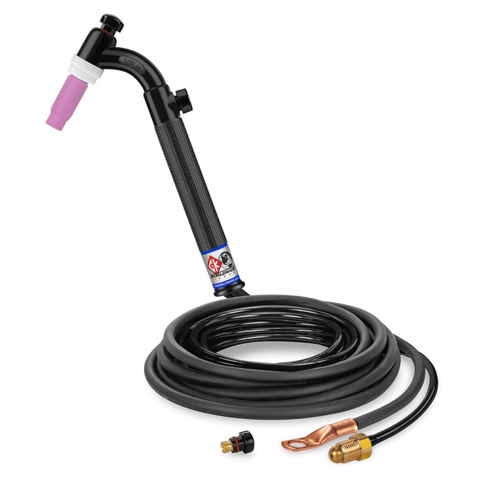 CK WORLDWIDE - 200 AMP FLEX HEAD TIG TORCH WITH VALVE, GAS-COOLED, 12.5' STANDARD CABLES, TRIM LINE - TL26V-12-2 FX