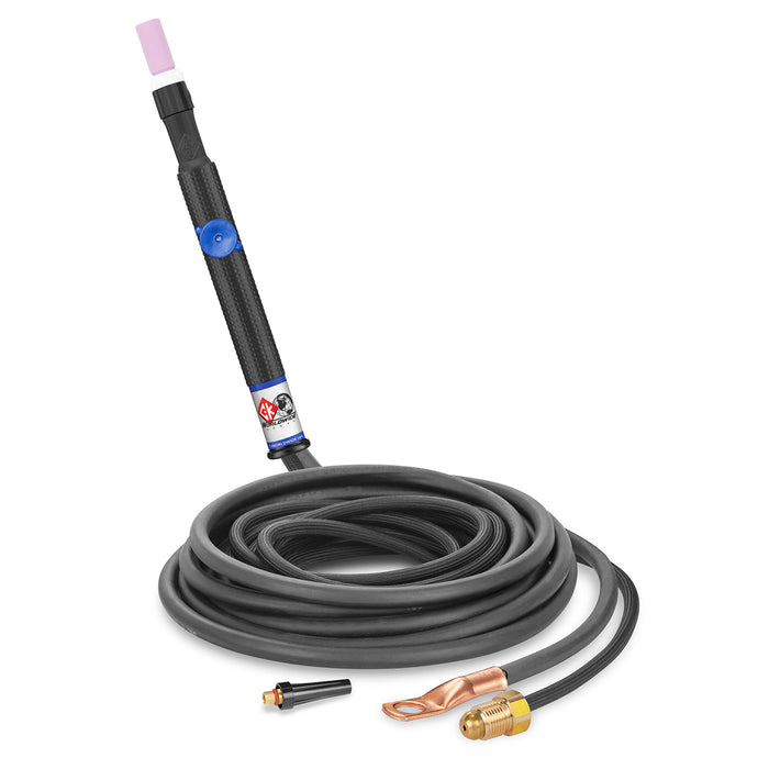 CK WORLDWIDE - 125 AMP NAN TIG TORCH WITH VALVE, GAS-COOLED, 12.5' STANDARD CABLES - CK9PV-12-2