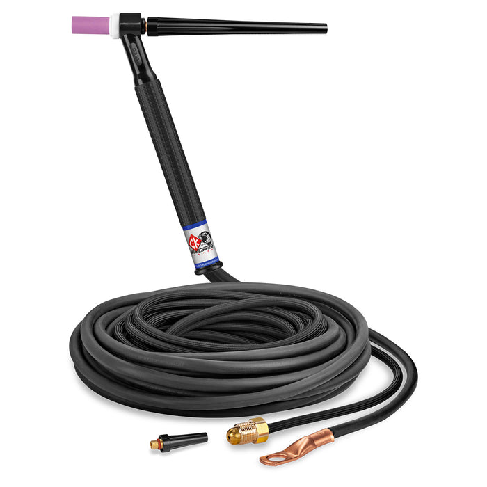 CK WORLDWIDE - 125 AMP RIGID HEAD TIG TORCH, GAS-COOLED, 25' SUPERFLEX CABLES - CK9-25-2SF RG