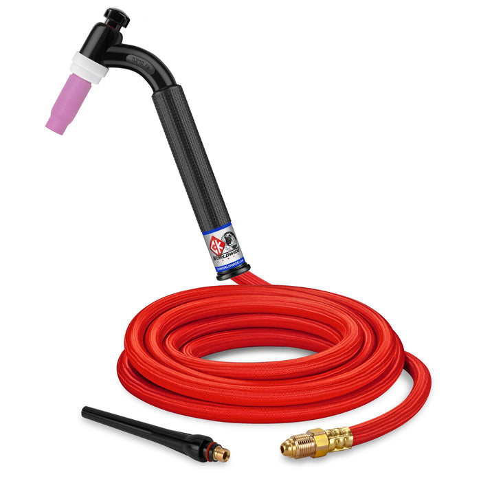 CK WORLDWIDE - 200 AMP FLEX HEAD TIG TORCH, GAS-COOLED, 12.5' SUPERFLEX CABLES, TRIM LINE - TL2112HSF FX