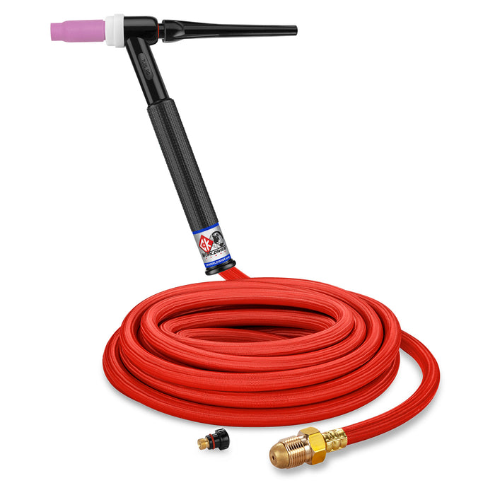 CK WORLDWIDE - 200 AMP RIGID HEAD TIG TORCH, GAS-COOLED, 25' SUPERFLEX CABLES, TRIM LINE - TL26-25-RSF RG