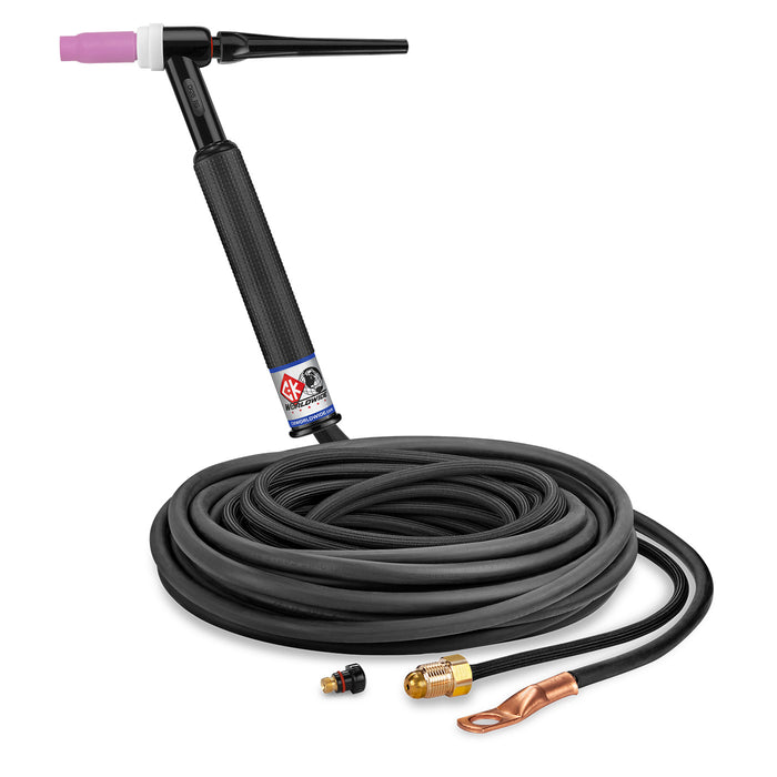 CK WORLDWIDE - 200 AMP RIGID HEAD TIG TORCH, GAS-COOLED, 25' SUPERFLEX CABLES - CK26-25-2SF RG