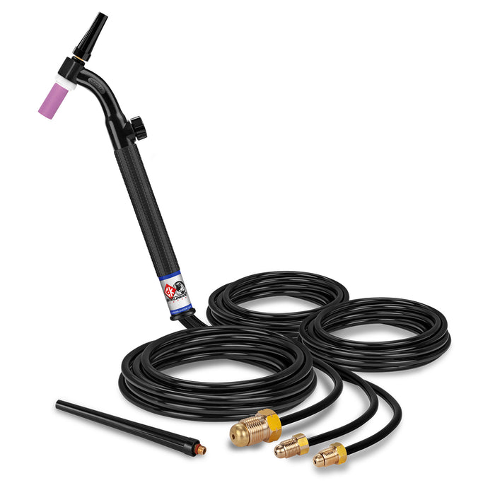CK WORLDWIDE - 250 AMP FLEX HEAD TIG TORCH WITH VALVE, WATER-COOLED, 12.5' STANDARD CABLES - CK20V-12 FX