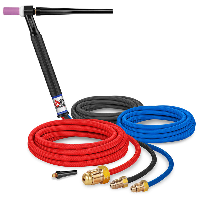 CK WORLDWIDE - 250 AMP RIGID HEAD TIG TORCH, WATER-COOLED, 12.5' SUPERFLEX CABLES - CK20-12SF