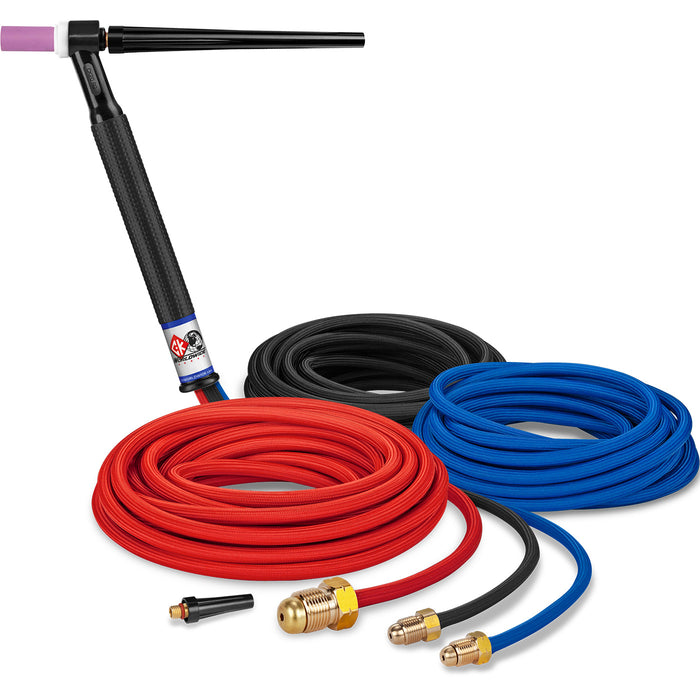 CK WORLDWIDE - 250 AMP RIGID HEAD TIG TORCH, WATER-COOLED, 25' SUPERFLEX CABLES - CK20-25SF