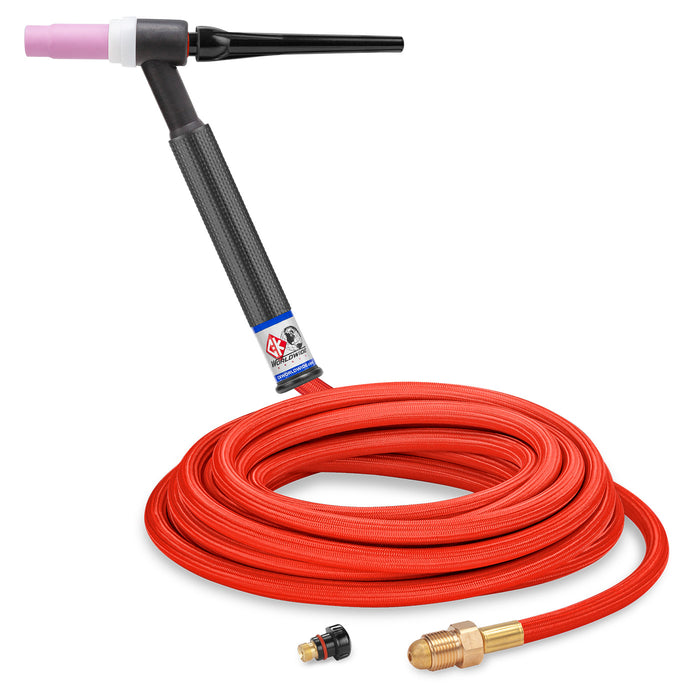 CK WORLDWIDE - 150 AMP RIGID HEAD TIG TORCH, GAS-COOLED, 25' SUPERFLEX CABLES - CKC1525HSF