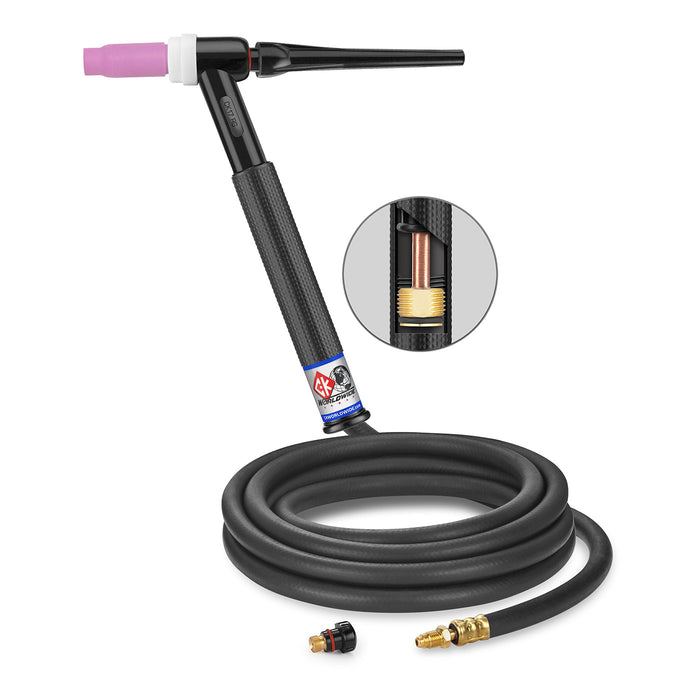 CK WORLDWIDE - 150 AMP RIGID HEAD TIG TORCH, GAS-COOLED, 12.5' STANDARD CABLES - CK17-12-R RG-T